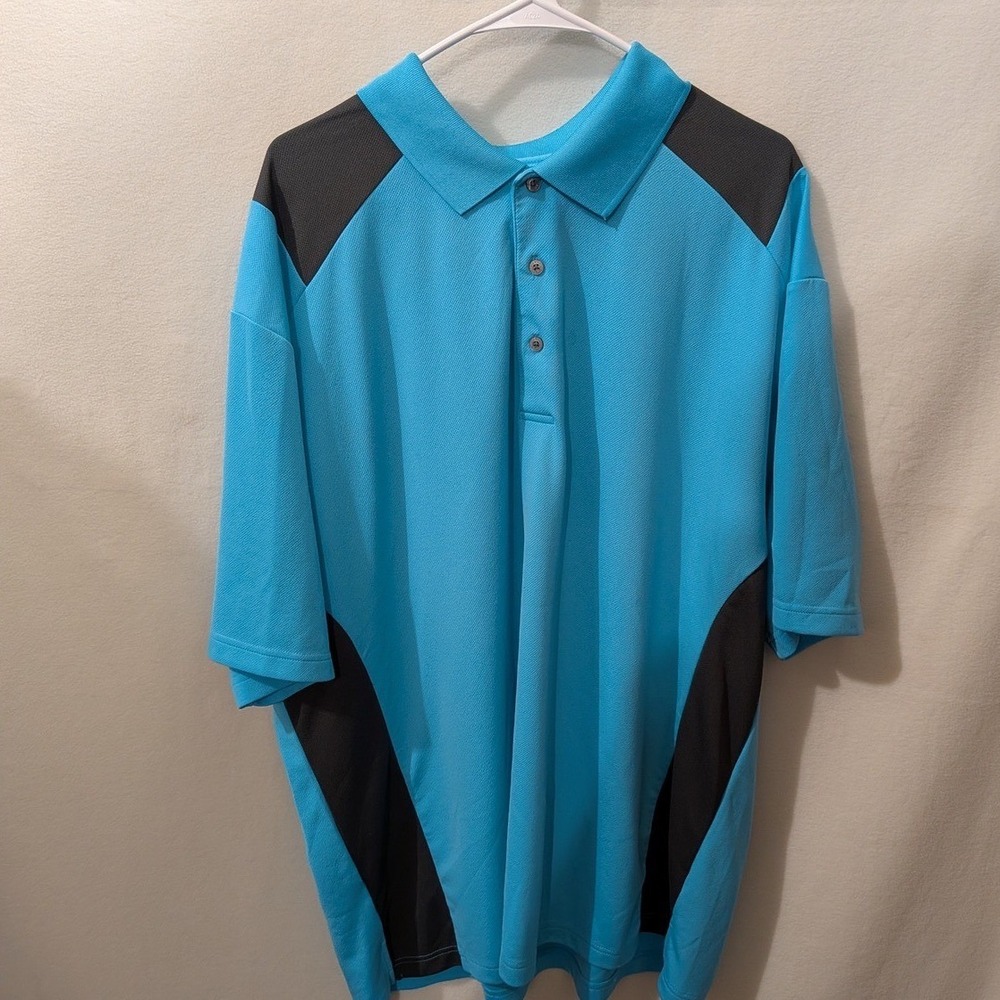 PGA Tour Airflux Mens 3X Polo Shirt Blue Grey Mesh Performance Golf Top
